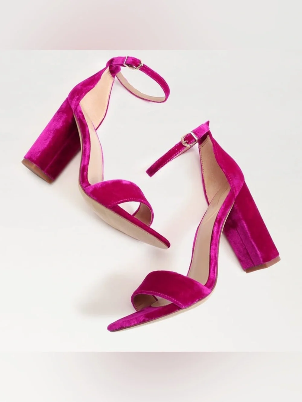 NEW Sam Edelman Yaro Raspberry Velvet Block Heels Barbiecore Glam Women’s 10